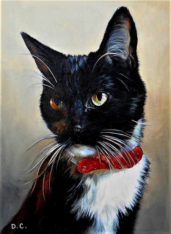 personalized black cat painting