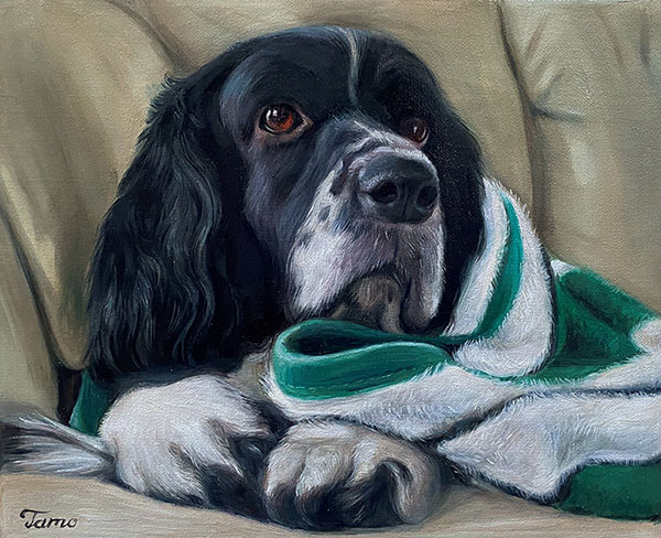 Custom oil painting of a dog