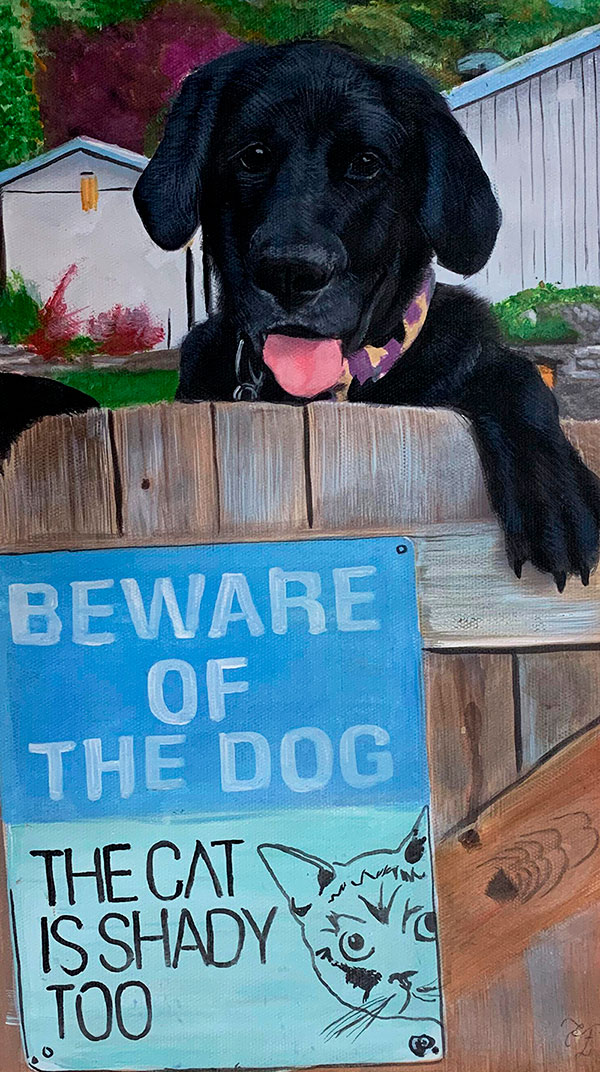 Custom pastel painting of a black dog