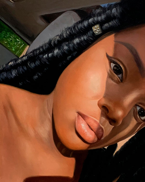 Close up oil painting of a girl