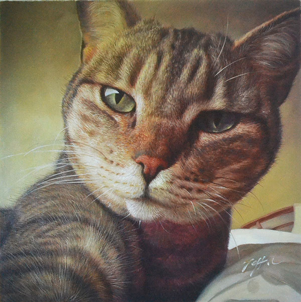 cat portrait in oil