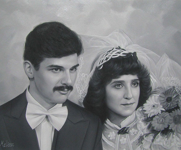 custom oil portrait of a couple