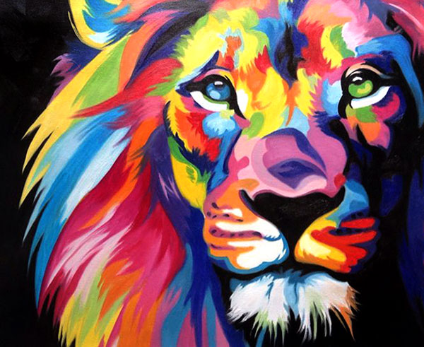 colorful lion oil painting local artists