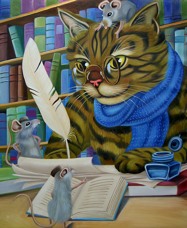 tableau de chat intellectuel
