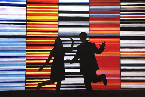 custom oil portrait of man and woman silhouette