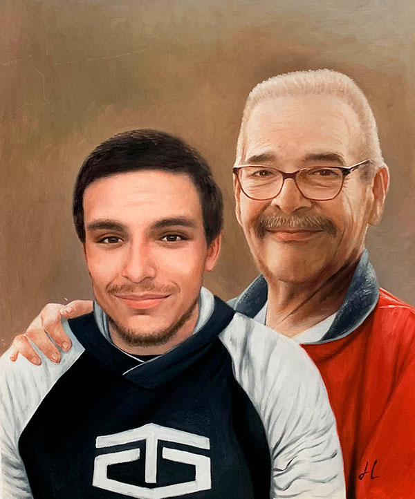 Handmade oil painting of two man