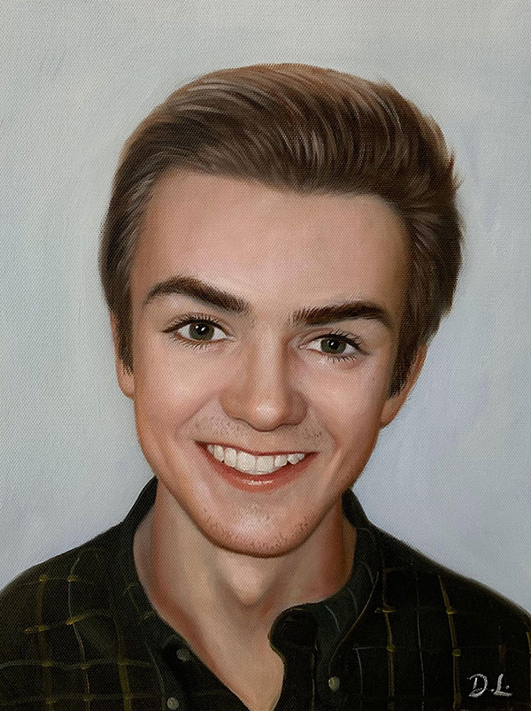 Hyper realistic oil painting of a boy