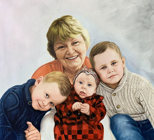 Beautiful oil painting of a happy family