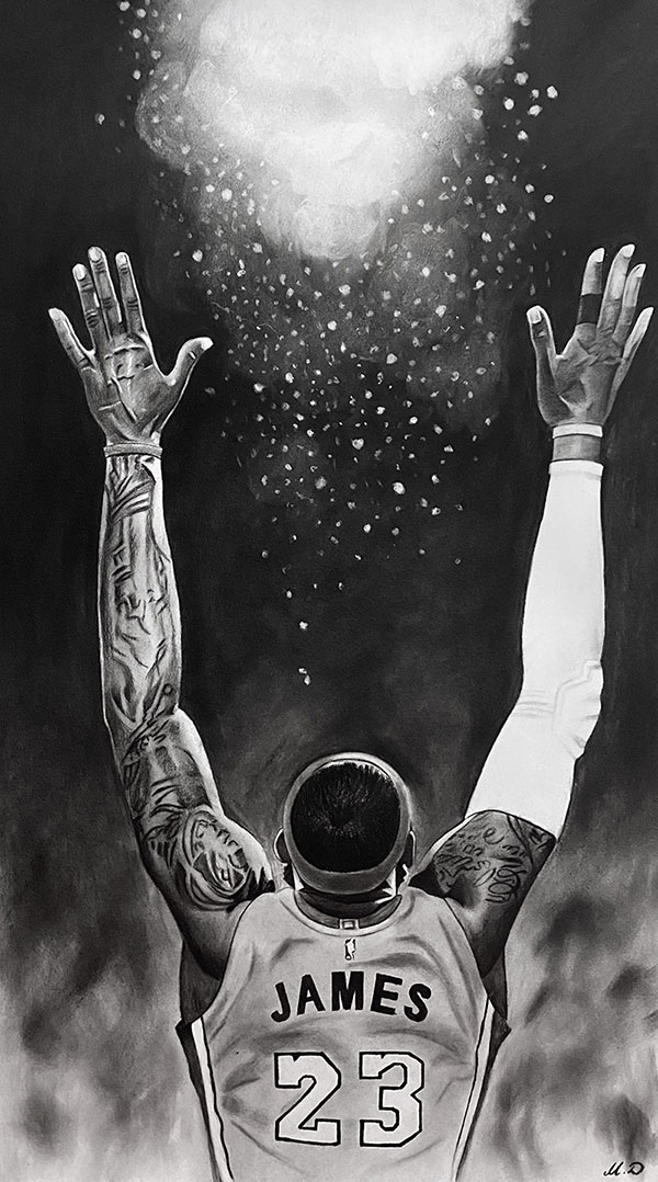 Black pencil memorial painting