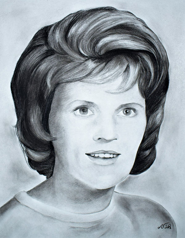 Close up vintage painting of a woman