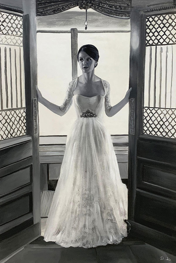 Stunning oil painting of a bride
