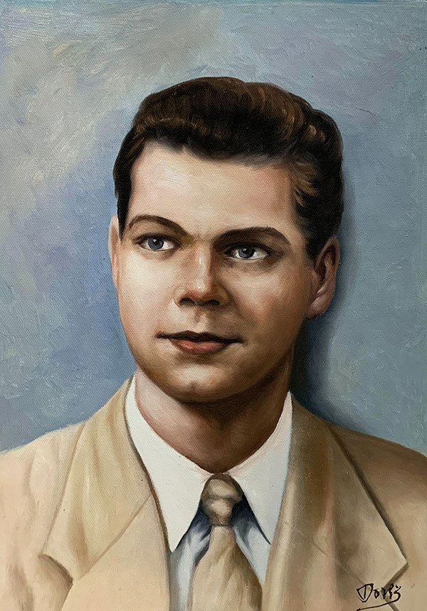 Vintage Oil artwork of a boy