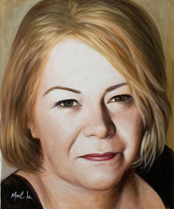 Close up oil portrait of a woman
