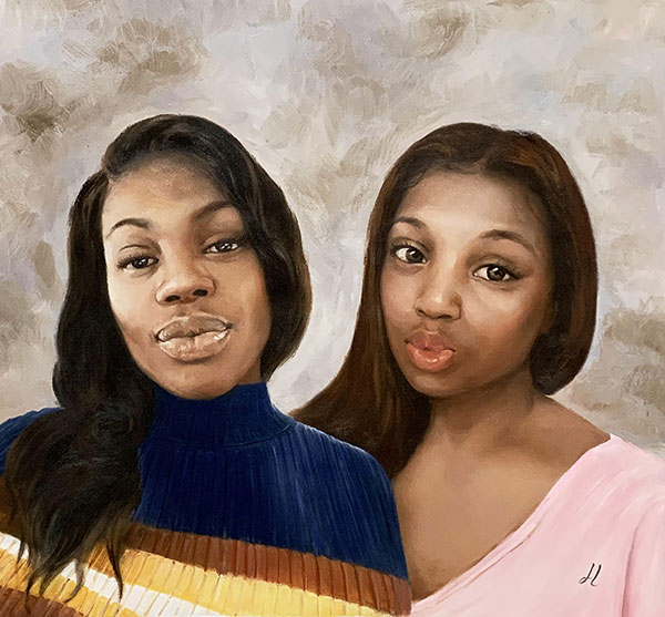 Beautiful oil painting of friends