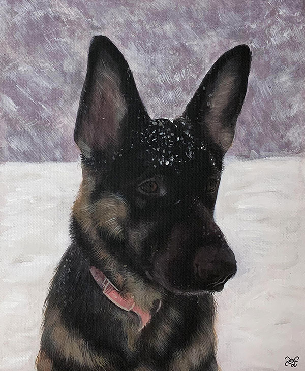 Custom pastel painting of a dog