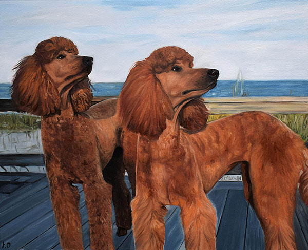 Ölportrait von zwei Hunden