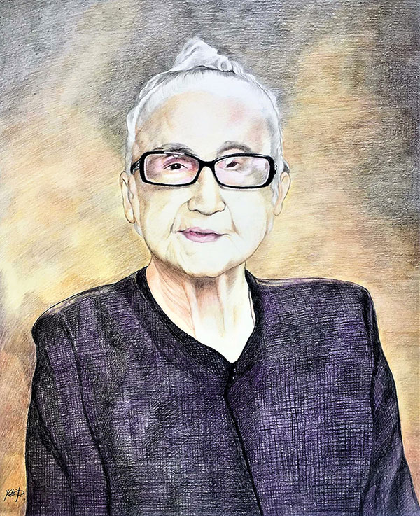 Personalized color pencil portrait of a woman