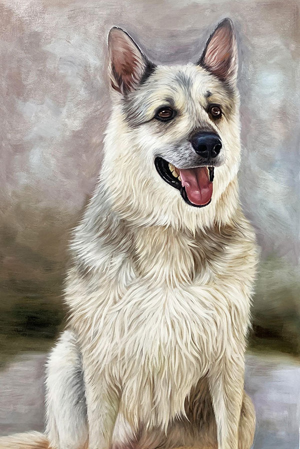 Custom handmade oil painting of a dog