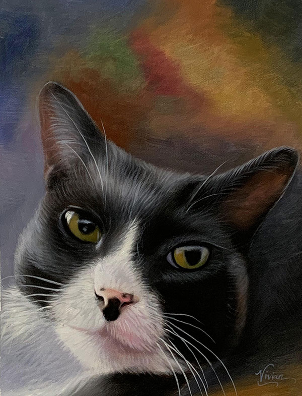 Custom handmade oil painting of a cat