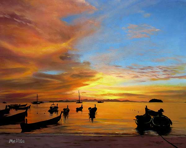 Oil landscape painting from a photo