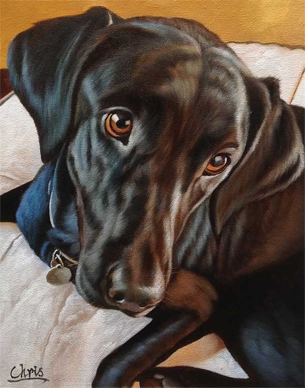Black lab oil painting portrait beautiful