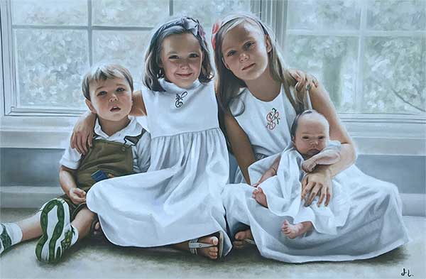 portrait painting of children