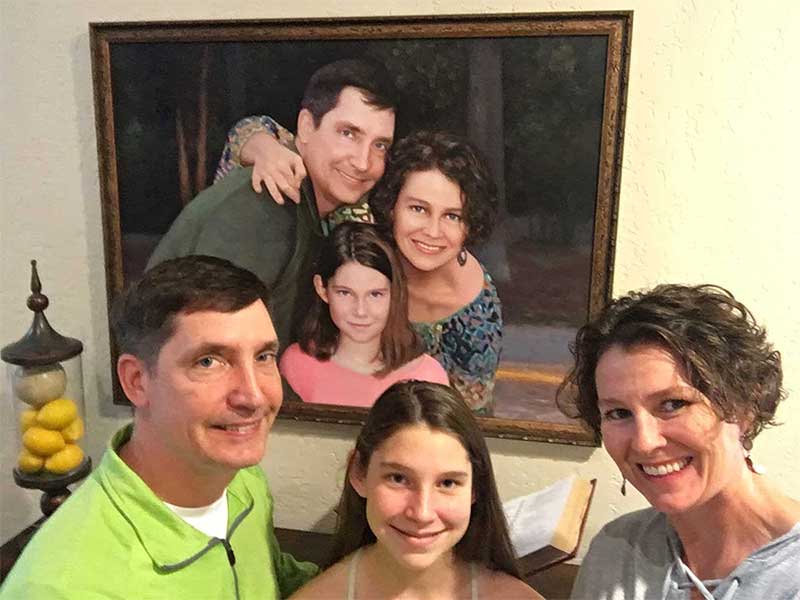beautiful oil painting of a family