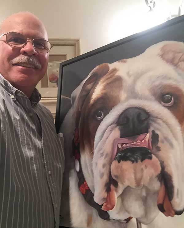 a painting of a english bulldog