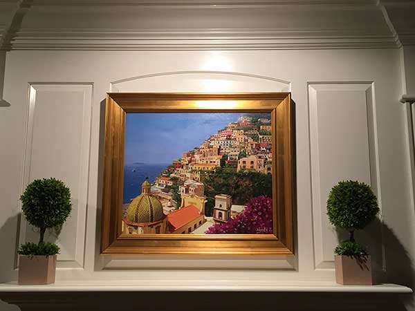an oil landscape painting of positano italy
