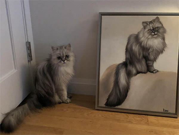 an oil painting of a Persian cat