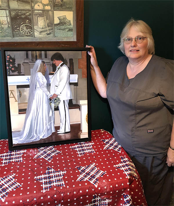 an oil painting of a wedding old memory