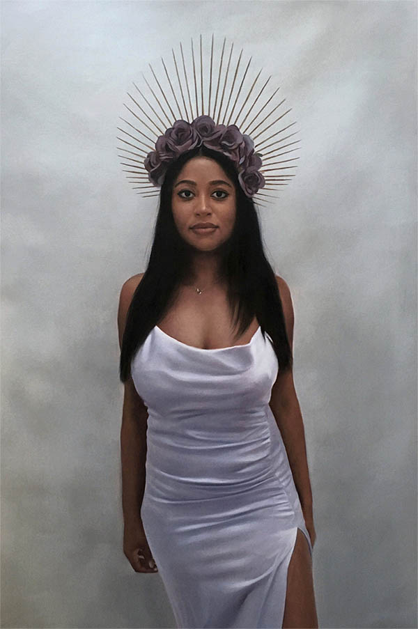 an oil painting of a woman liberty art