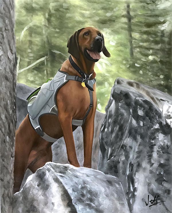 an oil painting of a majestic dog