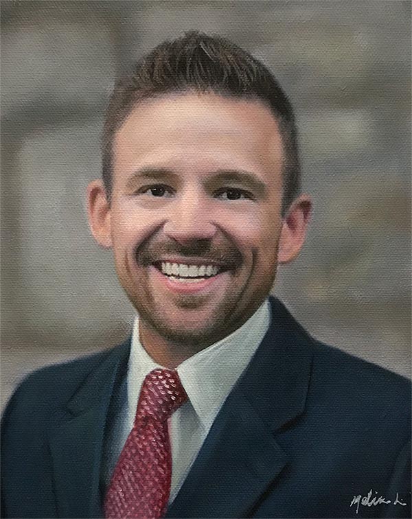 an oil painting of a young man in a classic outfit