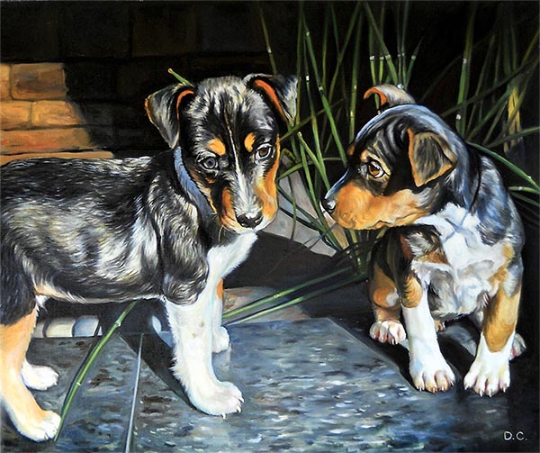 Hundeportraits auf Leinwand
