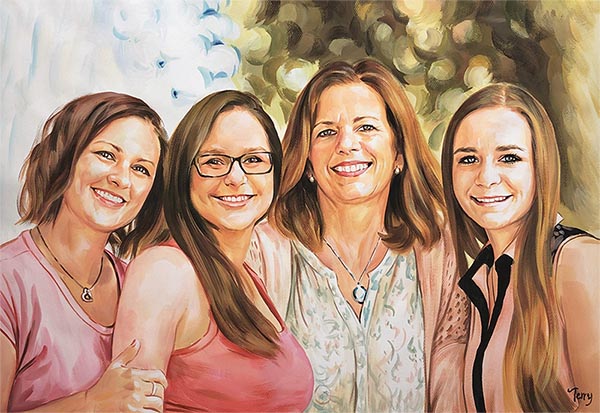 pastel portrait of family