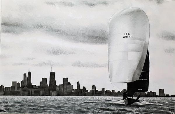 landscape charcoal drawing