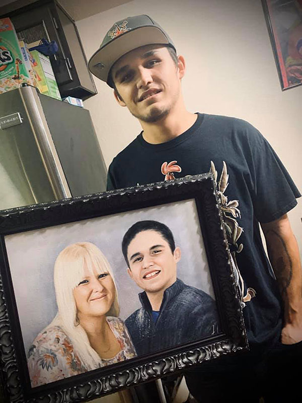 Beautiful handmade painting of two adults in oil