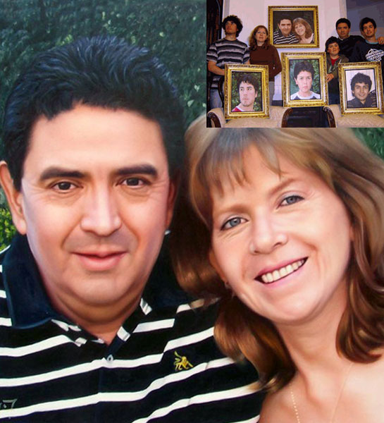 fotos de la familia como pinturas al óleo
