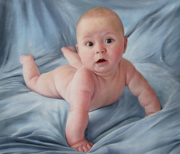 Foto eines Babies als Ölgemälde