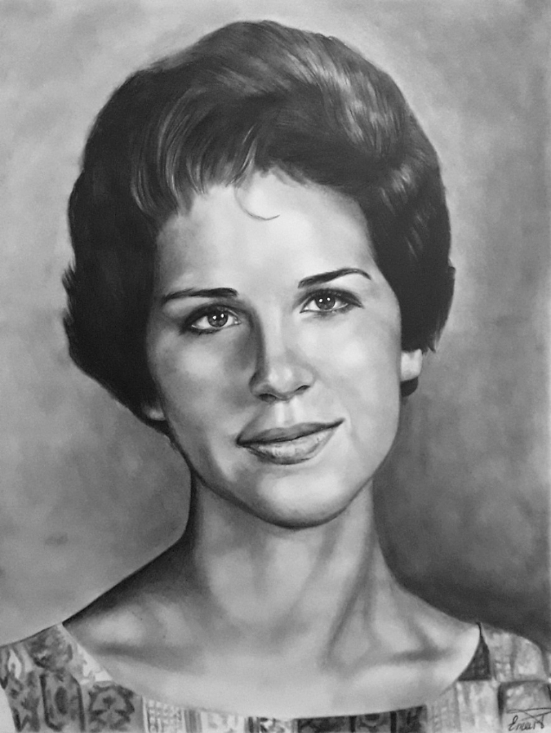 custom pencil drawing of a woman with soft features 