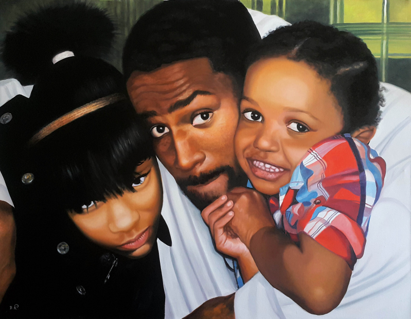 Beautiful oil painting of a family