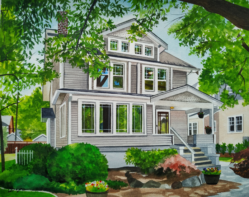 Gorgeous handmade watercolor painting of a landscape
