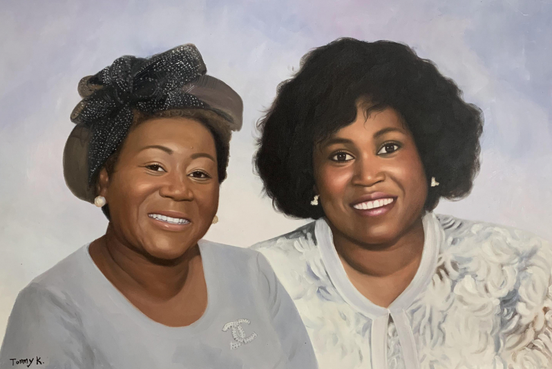 Beautiful oil painting of two adults