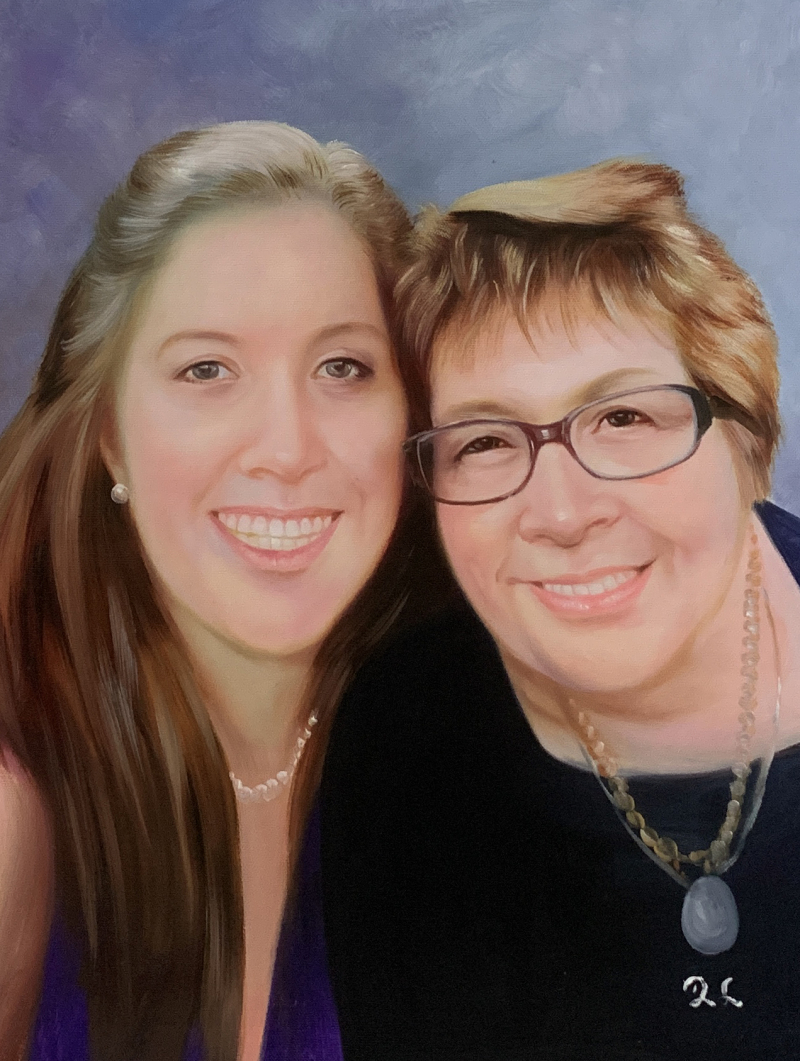 Painting of a mother and daughter.