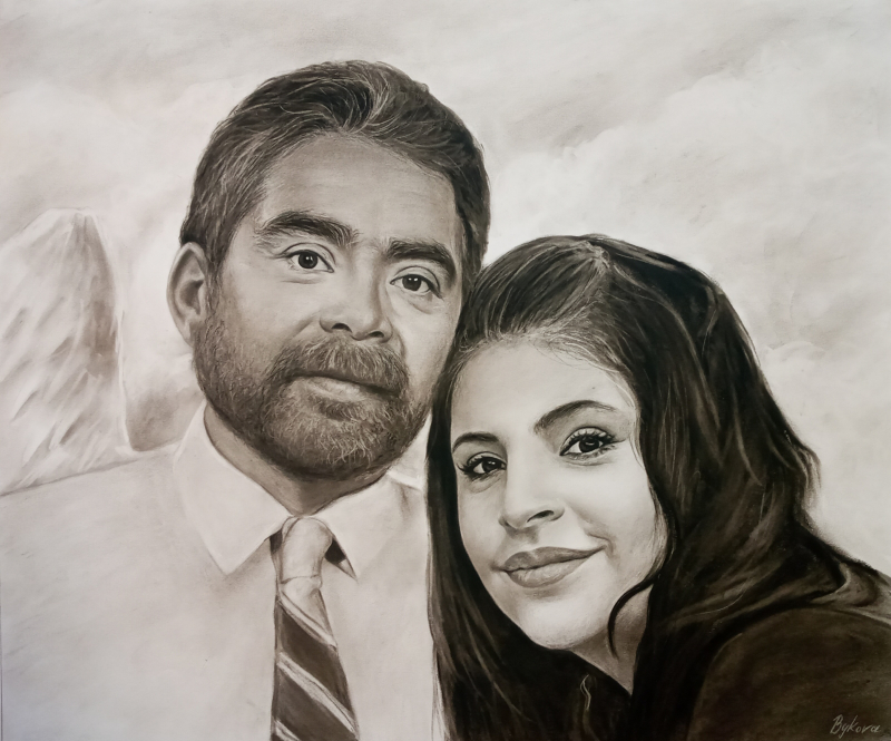 Sepia-toned portrait of a man and woman.