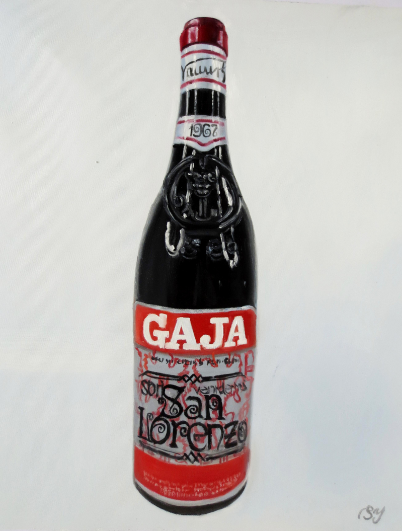 Painting of a Gaja San Lorenzo 1962 wine bottle