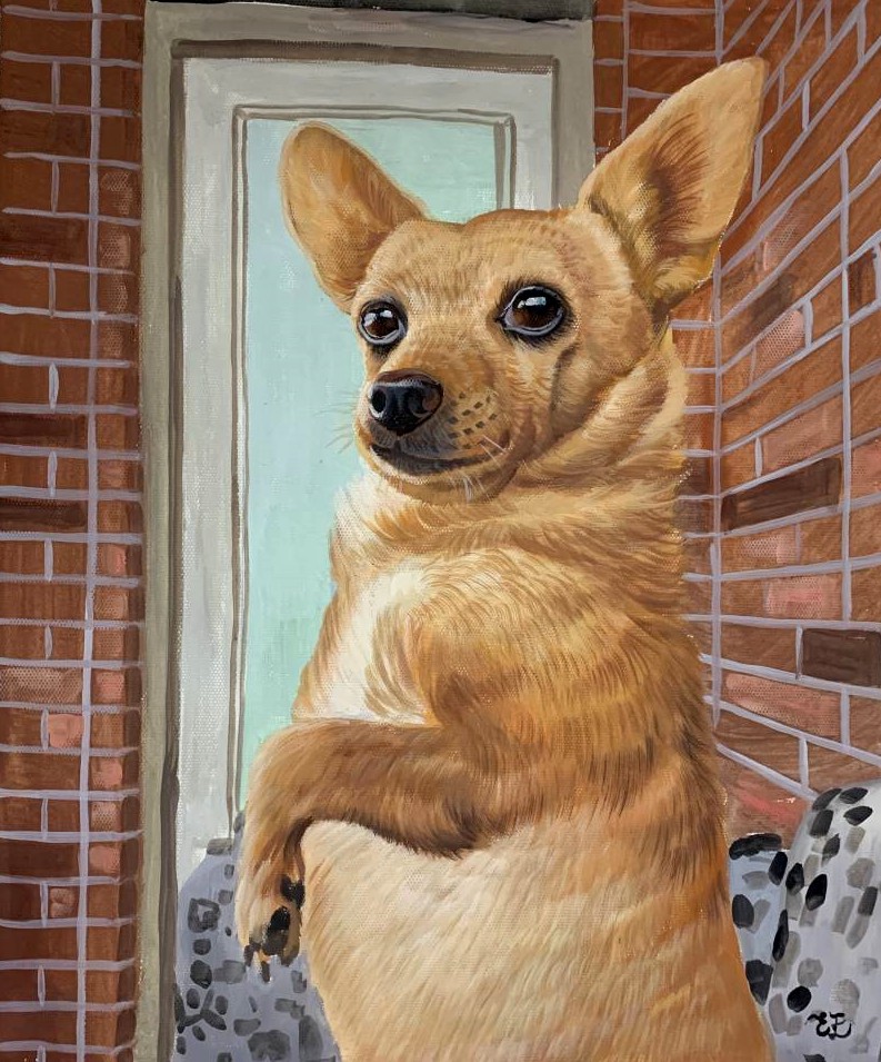 Beautiful pastel painting of a dog