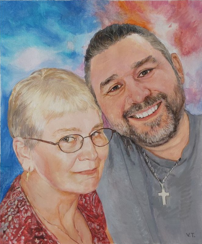 Painted portrait of a man and woman