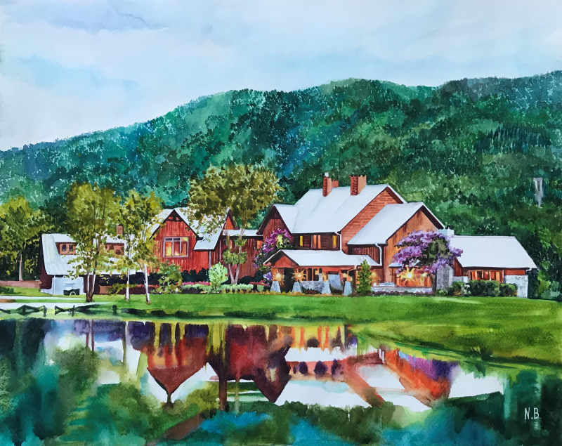 watercolor paintings of houses